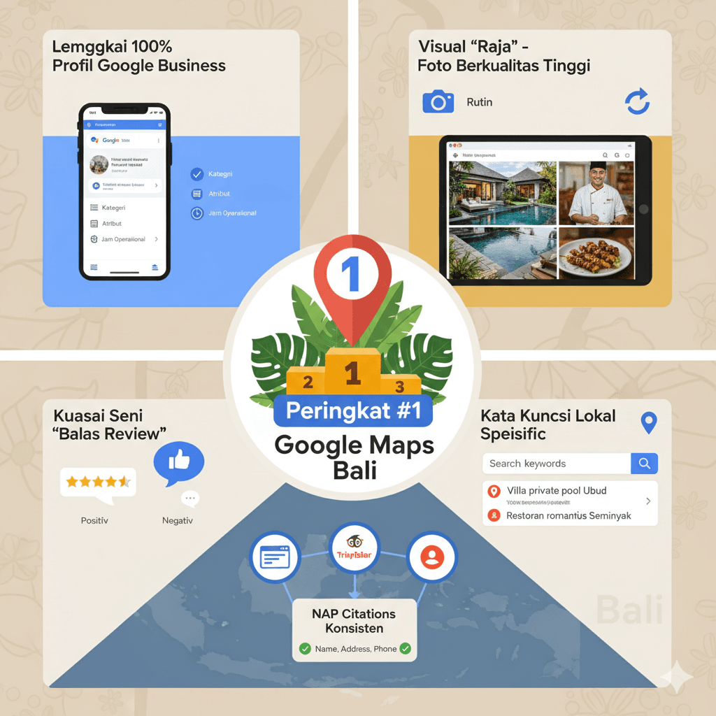 Gambar thumbnail untuk 5 Strategi Jitu Agar Bisnis Villa atau Restoran Anda Muncul di Peringkat #1 Google Maps Bali